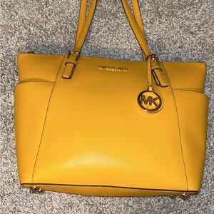 Yellow Michael Kors Handbag, gold hardware, medium size